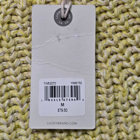 Lucky Brand Pullover Sweater Women M Lemonade Cotton Cable Knit - Picture 2 of 7